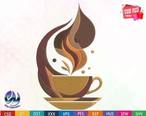 cup of coffee embroidery design from widoembroidery.com