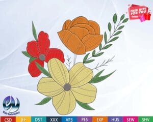 flowers embroidery design from widoembroidery.com