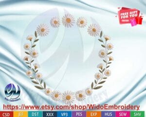 frame flower machine embroidery design from widoembroidery.com