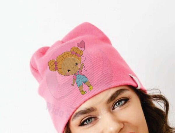 girl ballon embroidery desing from widoembroidery.com