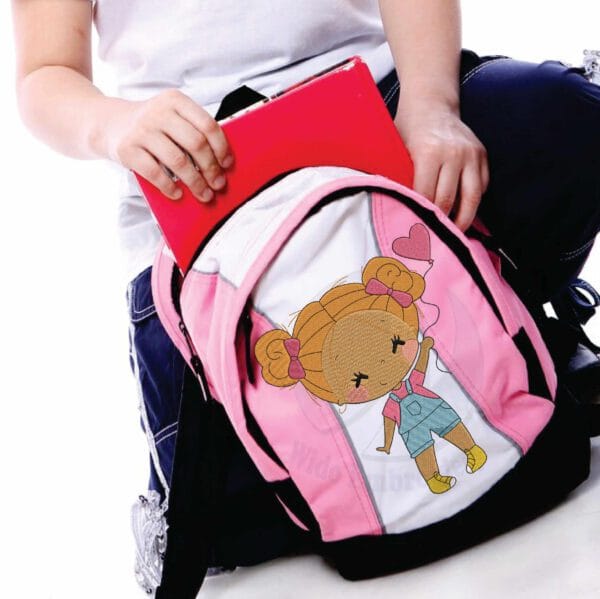 girl ballon embroidery desing from widoembroidery.com
