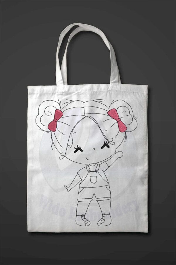 girl run embroidery design from widoembroidery.com