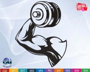 gym biceps embroidery design from widoembroidery.com
