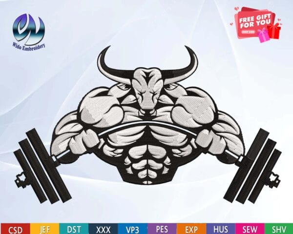 embroidery designs machine embroidery barbell embroidery bodybuilding gym fitness embroidery dumbbell embroidery gym embroidery sport embroidery weight lifting pes death lift workout embroidery Train Hard Exercise Embroidery