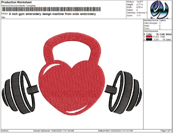 gym embroidery machine design from wido embroidery