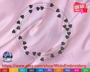 heart frame Embroidery Design