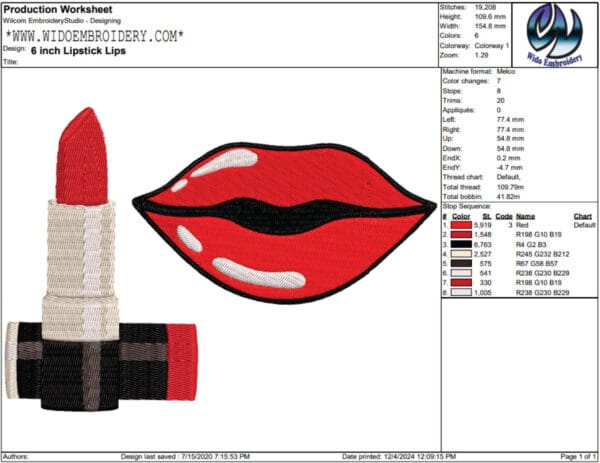 lips lipstick embroidery design from widoembroidery.com