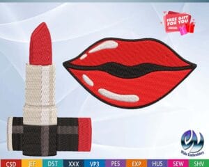lips lipstick embroidery design from widoembroidery.com