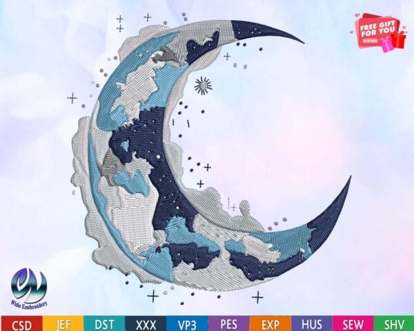 moon embroidery design from widoembroidery.com