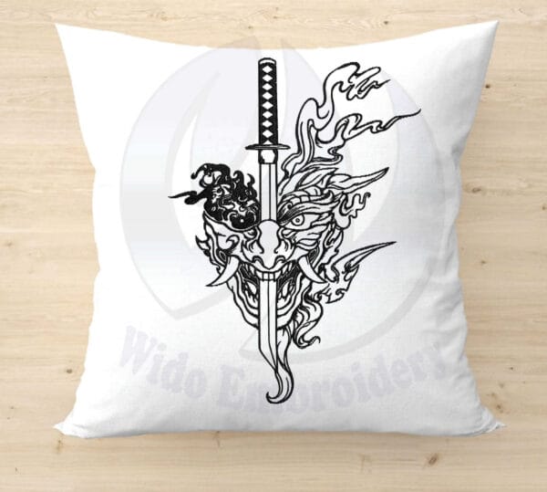 samurai mask embroidery design from widoembroidery.com