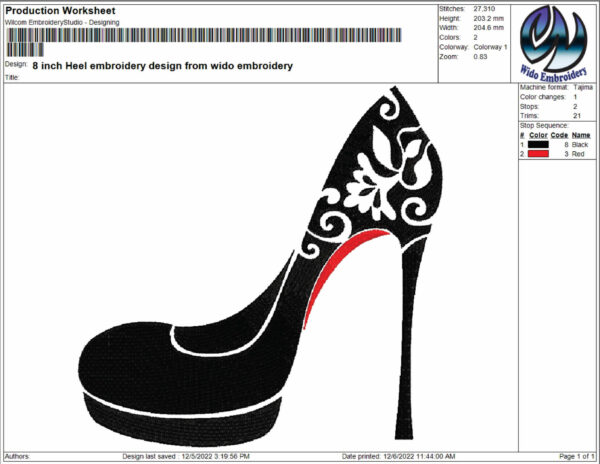 shoes Heel embroidery design from widoembroidery.com