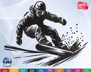 snowboarder embroidery design from widoembroidery.com