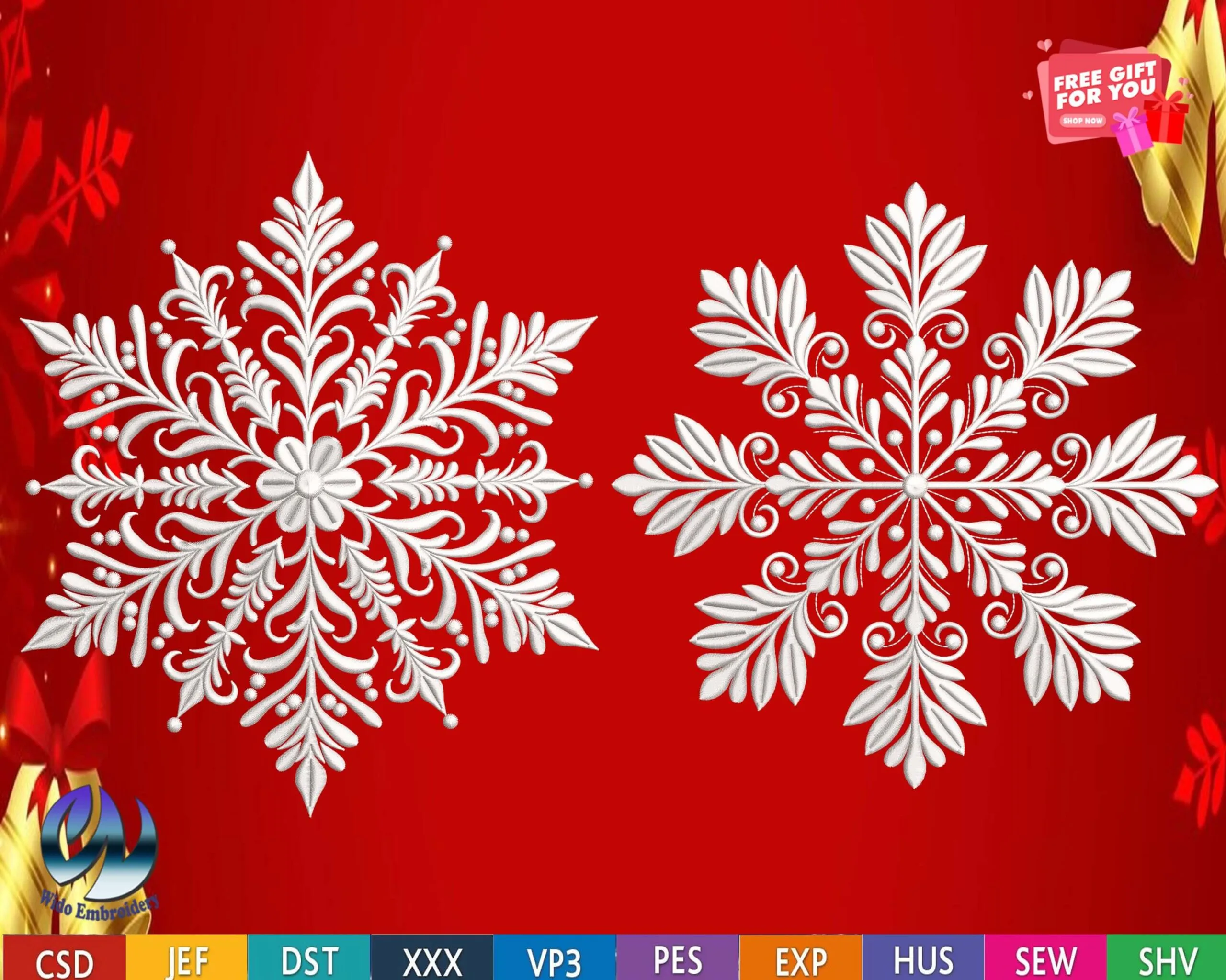 snowflake embroidery design from widoembroidery.com