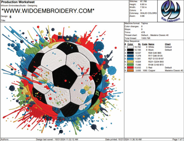 soccer ball embroidery design from widoembroidery