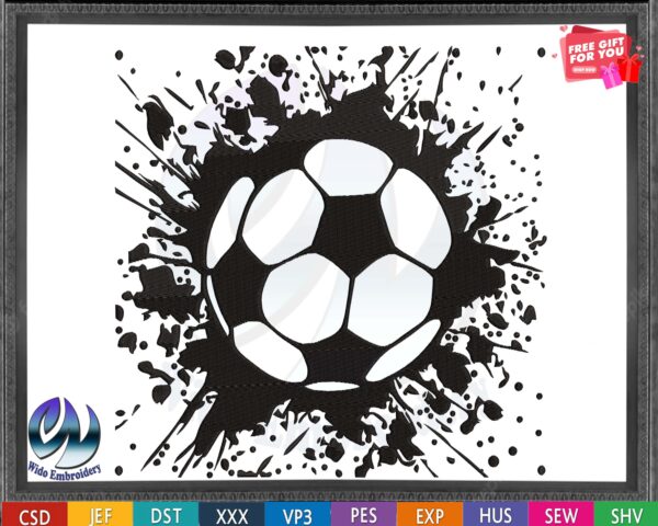 soccer ball machine embroidery design from wido embroidery