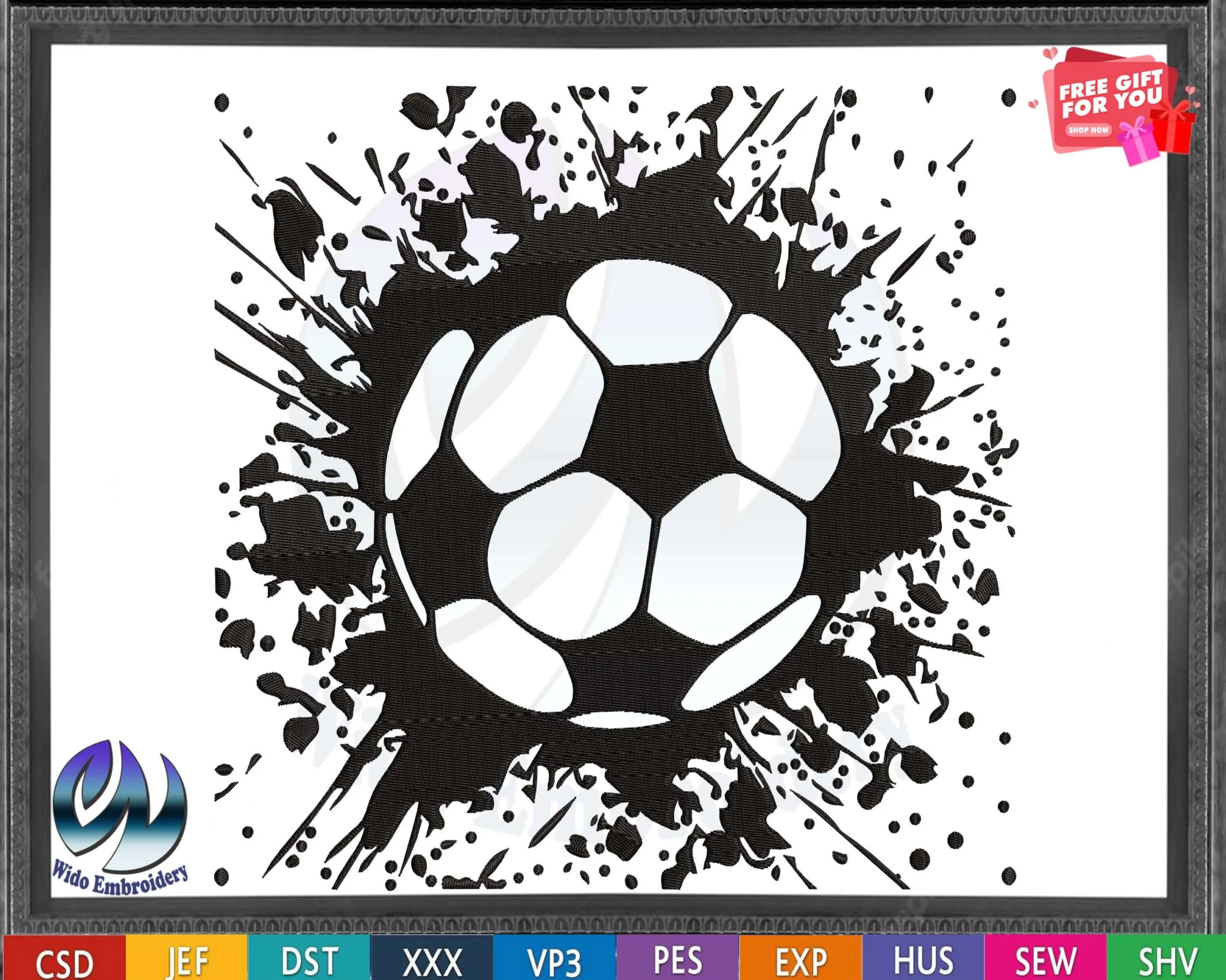 soccer ball machine embroidery design from wido embroidery