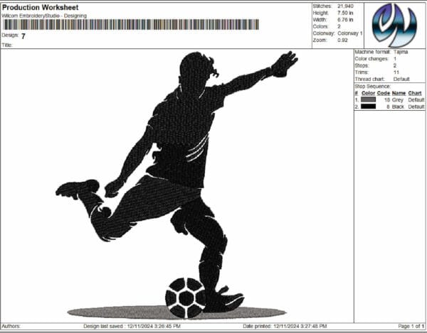 soccer ball embroidery design from widoembroidery.com