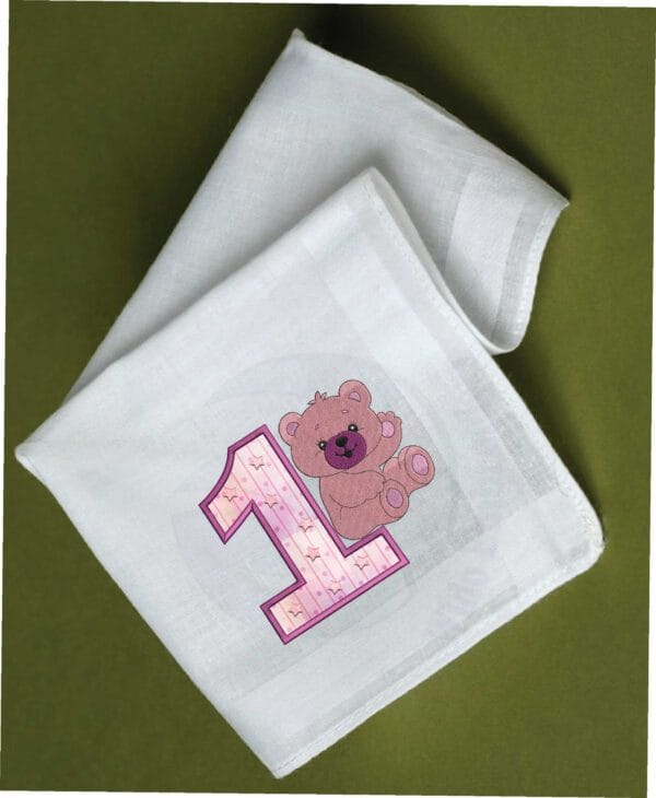 teddy bear number one embroidery design from widoembroidery.com