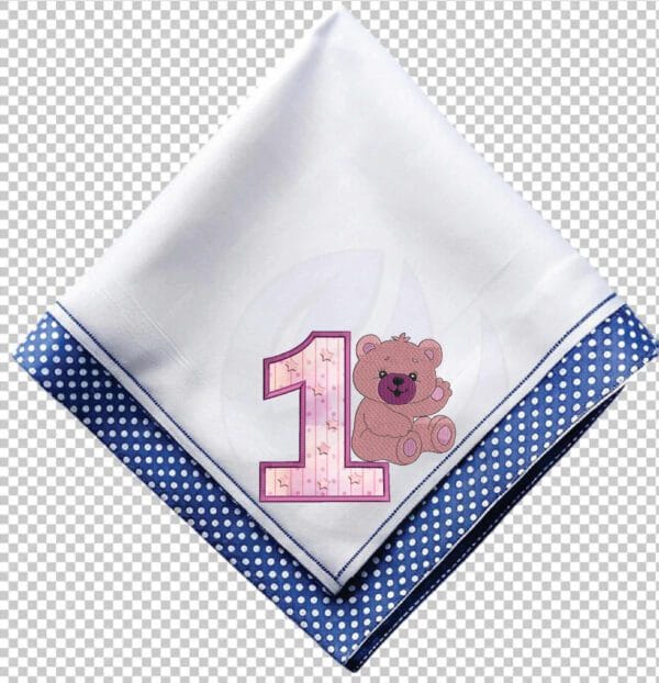 teddy bear number one embroidery design from widoembroidery.com