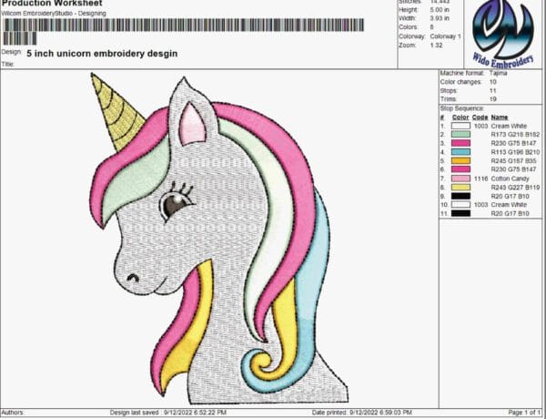unicorn embroidery designs from widoembroidery.com