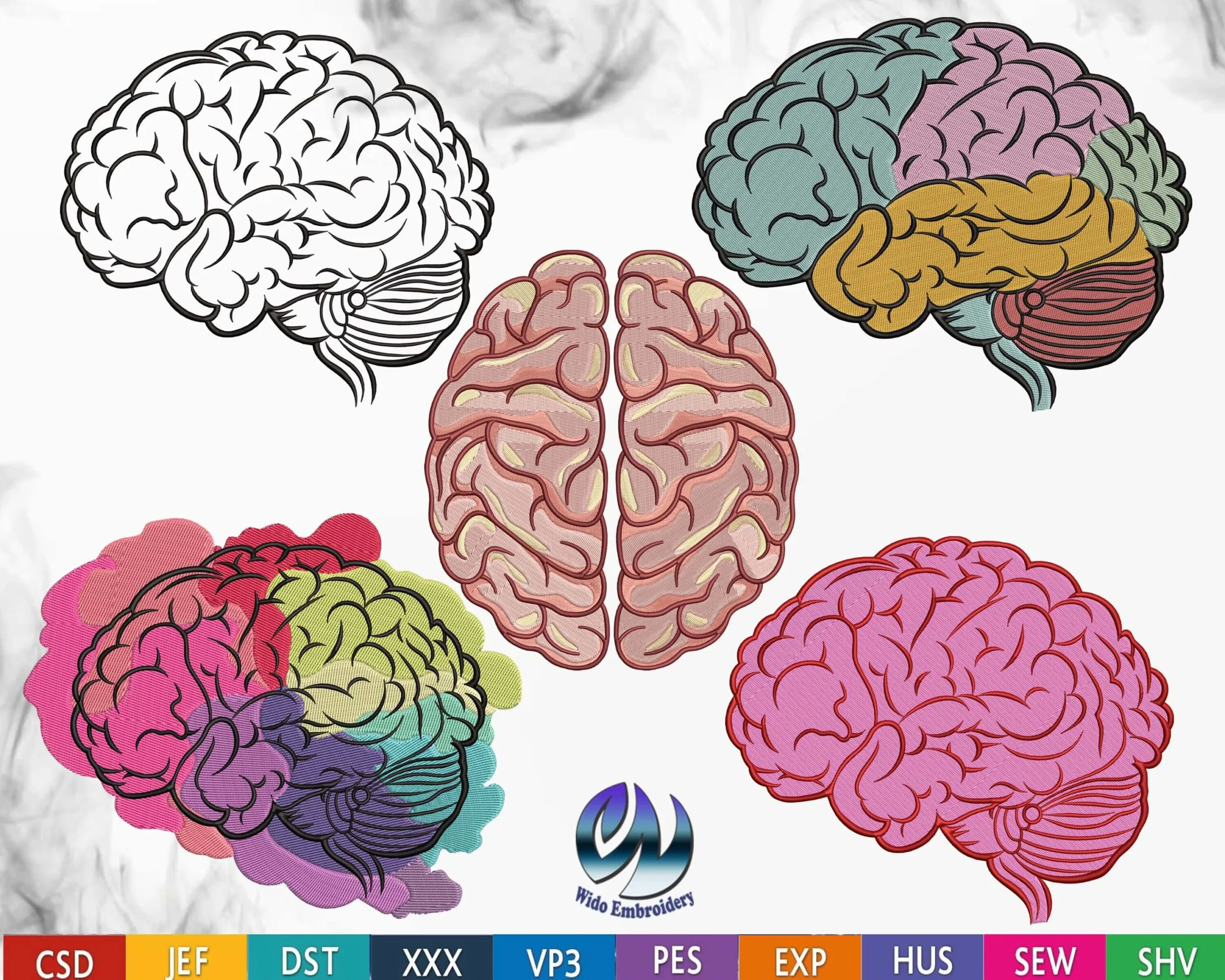 anatomical brain embroidery design from widoembriodery.com