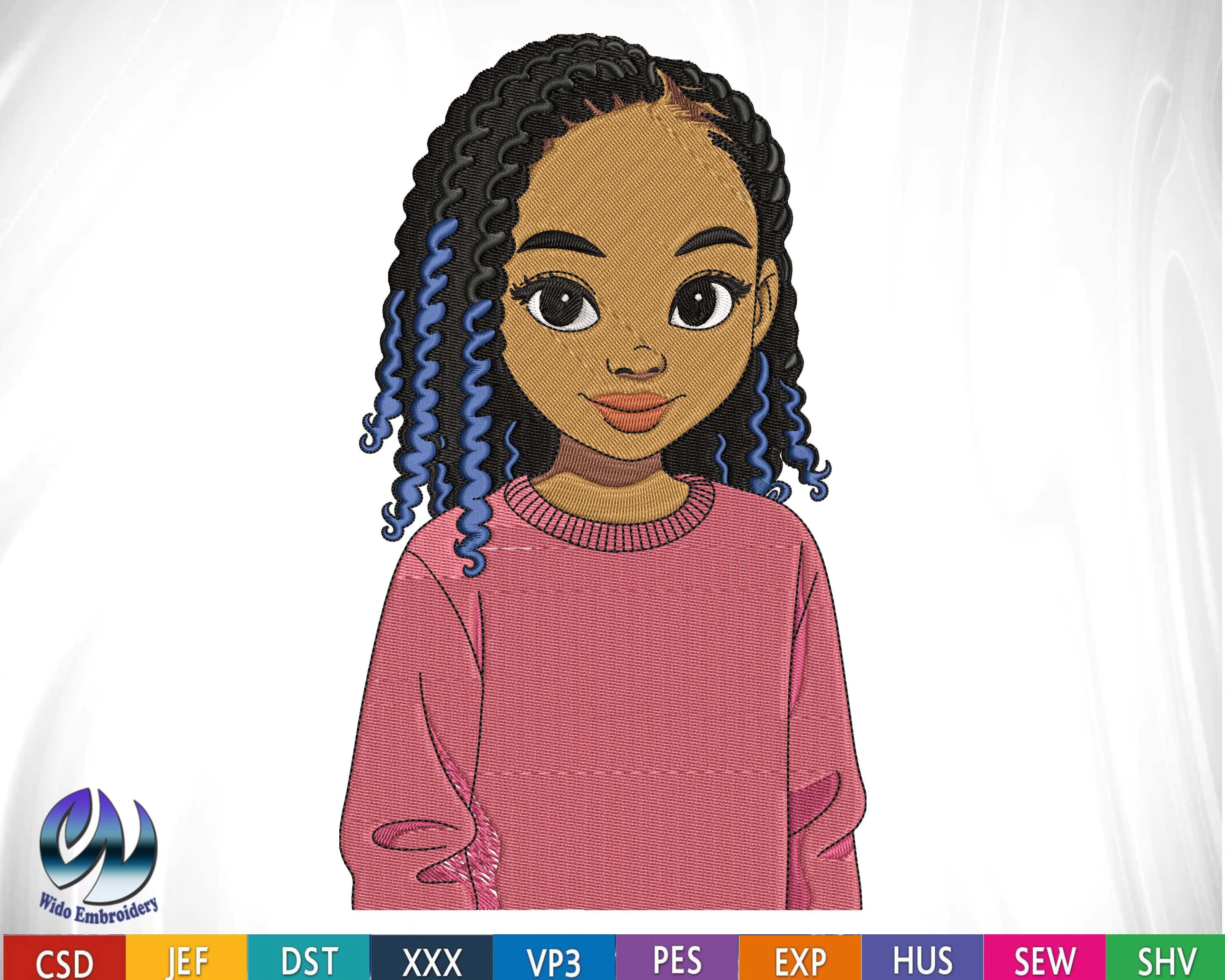BLACK GIRL embroidery design from widoembroidery.com