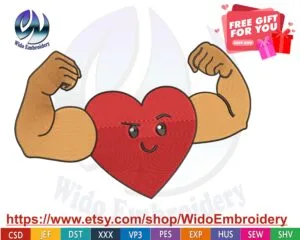muscle heart machine Embroidery